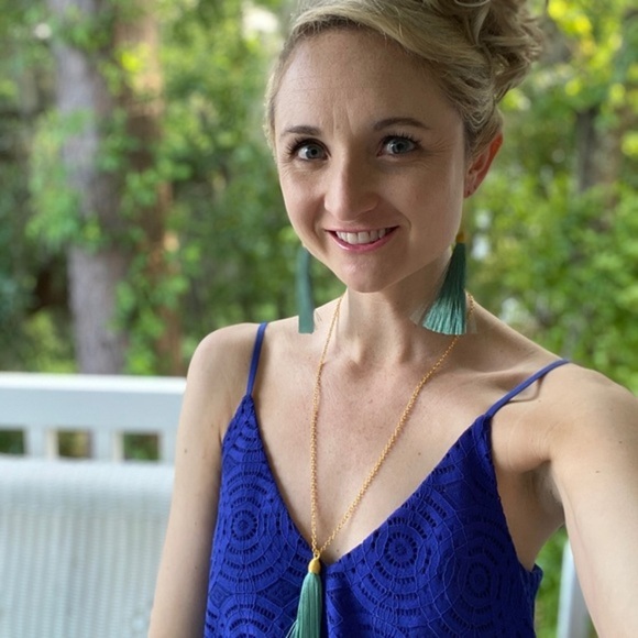 NWT Earring & Necklace Set in Teal and Gold. Beautiful for Fall! - Picture 2 of 7